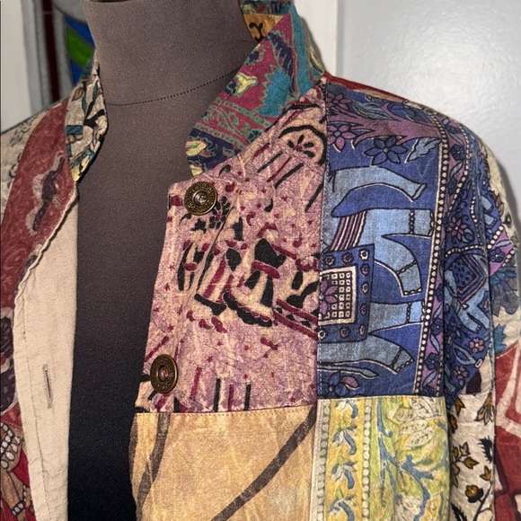 Sacred Threads Patchwork Kantha Long 100% Cotton Duster S/M - Picture 4 of 11